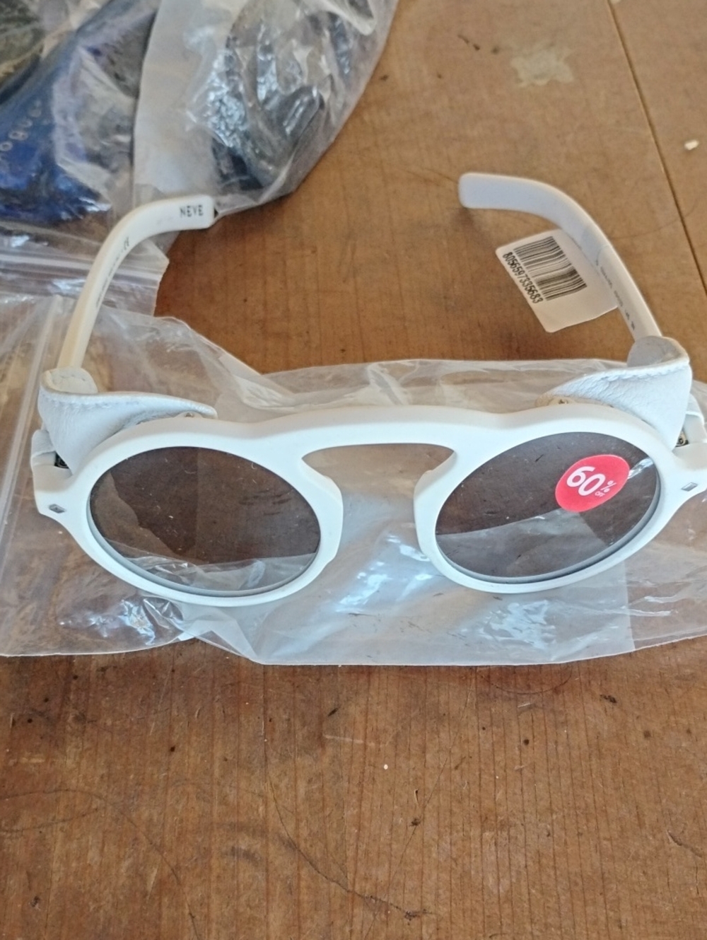 Giorgio Armani Unisex White Round Sunglasses with Dark Lenses